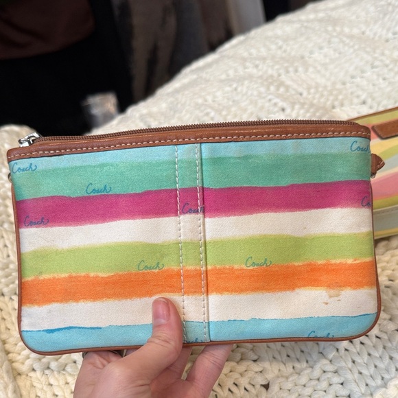 Authentic Coach Summer Stripes Wristlet and Pouch Set - Picture 6 of 6